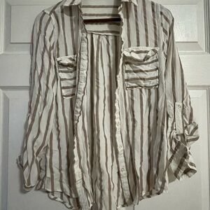 Mine White and Brown Striped Shirt